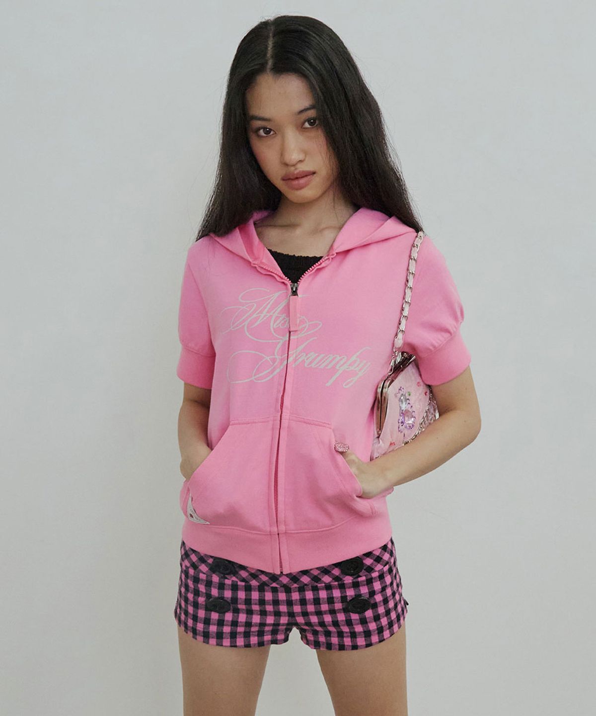 스컬프터(SCULPTOR) Miss Grumpy Zip-Up Hoodie Acid Pink