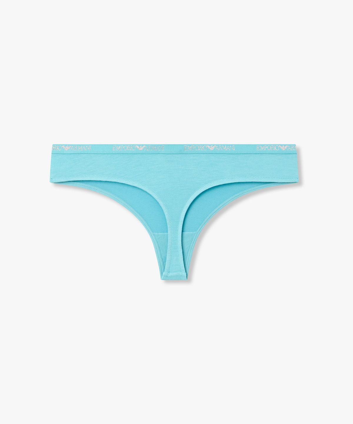 엠포리오 아르마니 언더웨어(EMPORIO ARMANI UNDERWEAR) 여성 메탈릭 로고 밴딩 티팬티_블루 0826110507