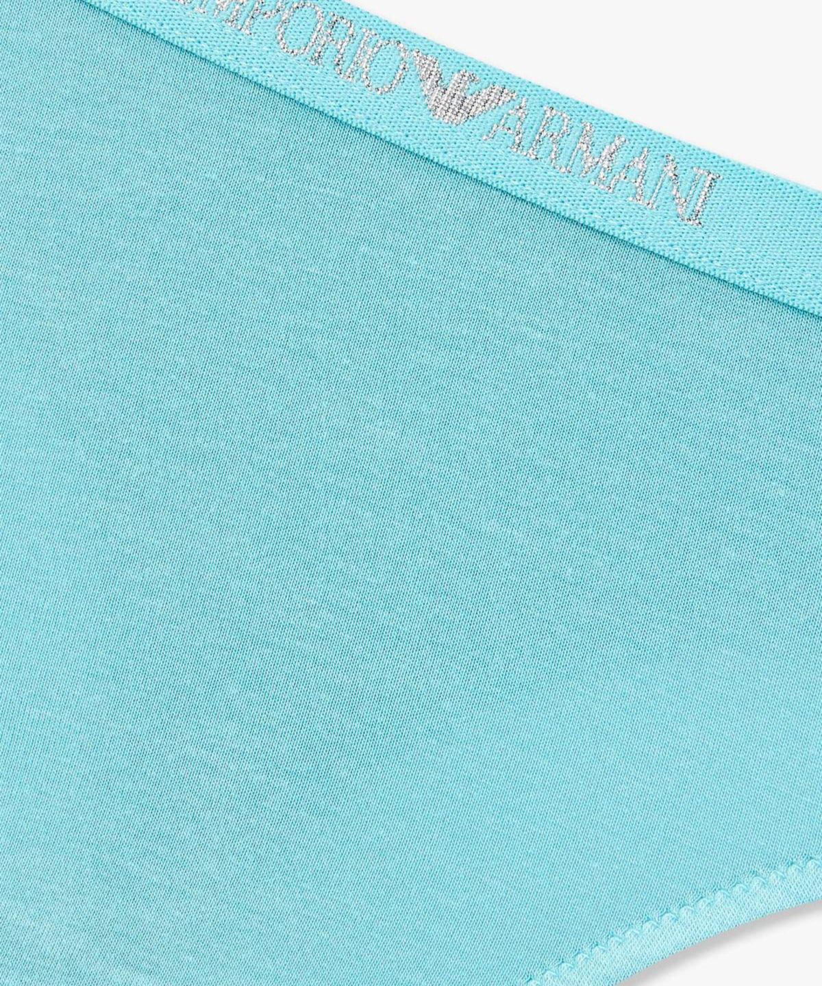 엠포리오 아르마니 언더웨어(EMPORIO ARMANI UNDERWEAR) 여성 메탈릭 로고 밴딩 티팬티_블루 0826110507