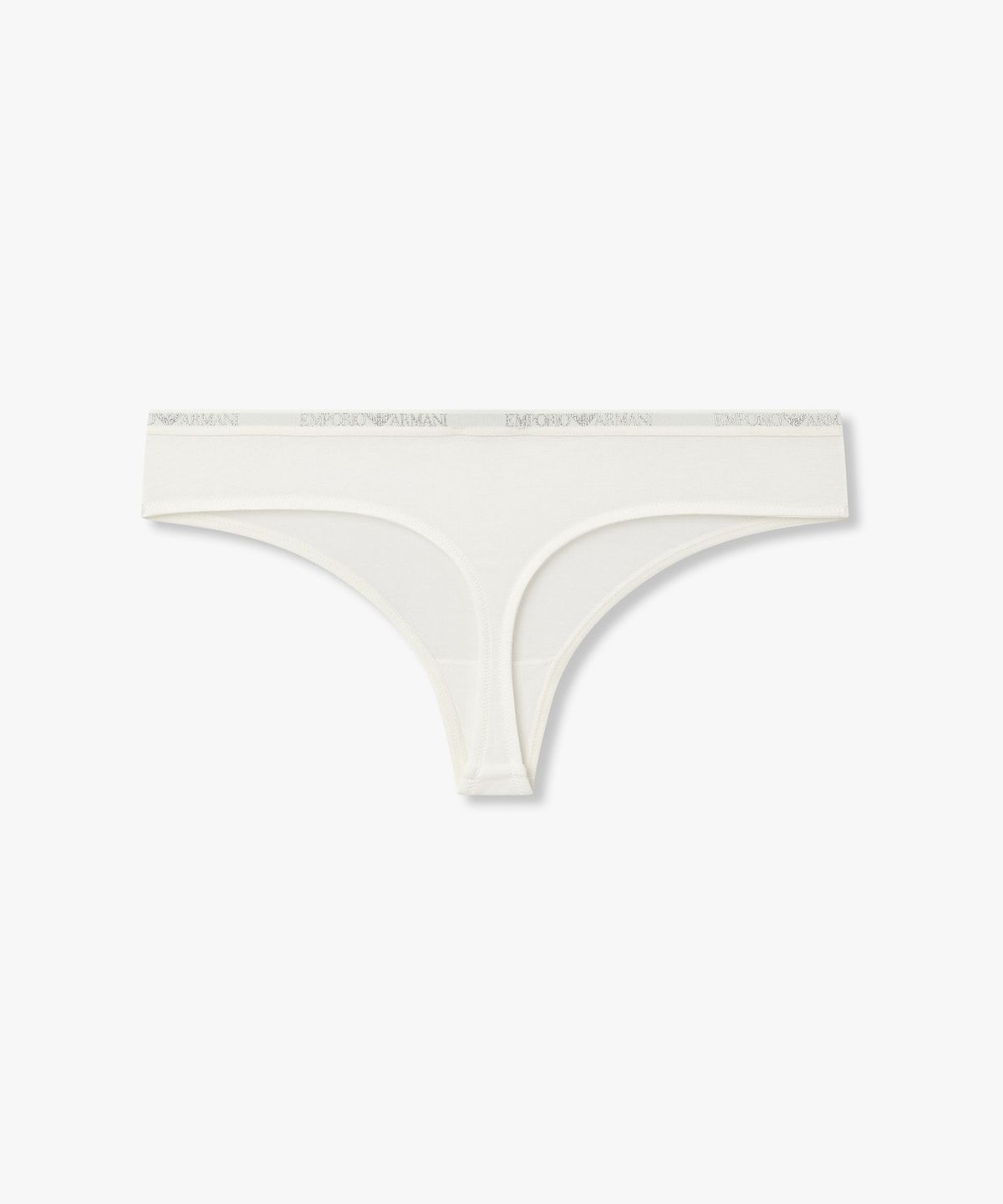 엠포리오 아르마니 언더웨어(EMPORIO ARMANI UNDERWEAR) 여성 메탈릭 로고 밴딩 티팬티_화이트 0826110505