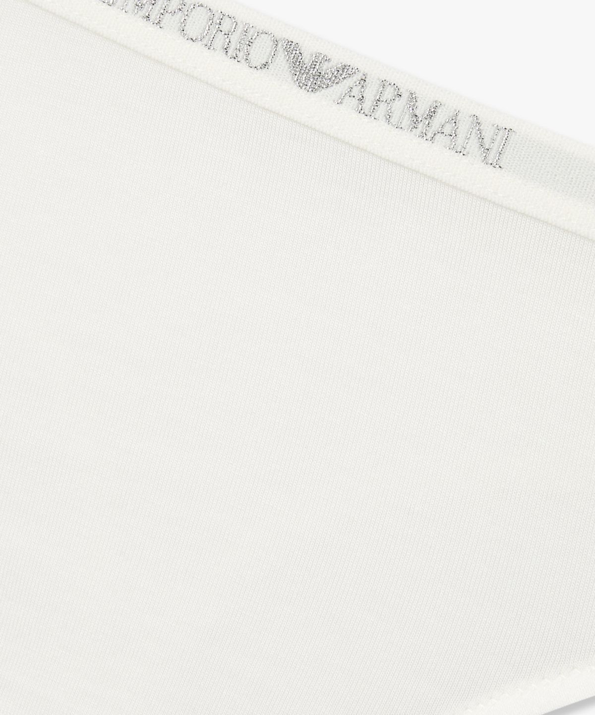 엠포리오 아르마니 언더웨어(EMPORIO ARMANI UNDERWEAR) 여성 메탈릭 로고 밴딩 티팬티_화이트 0826110505