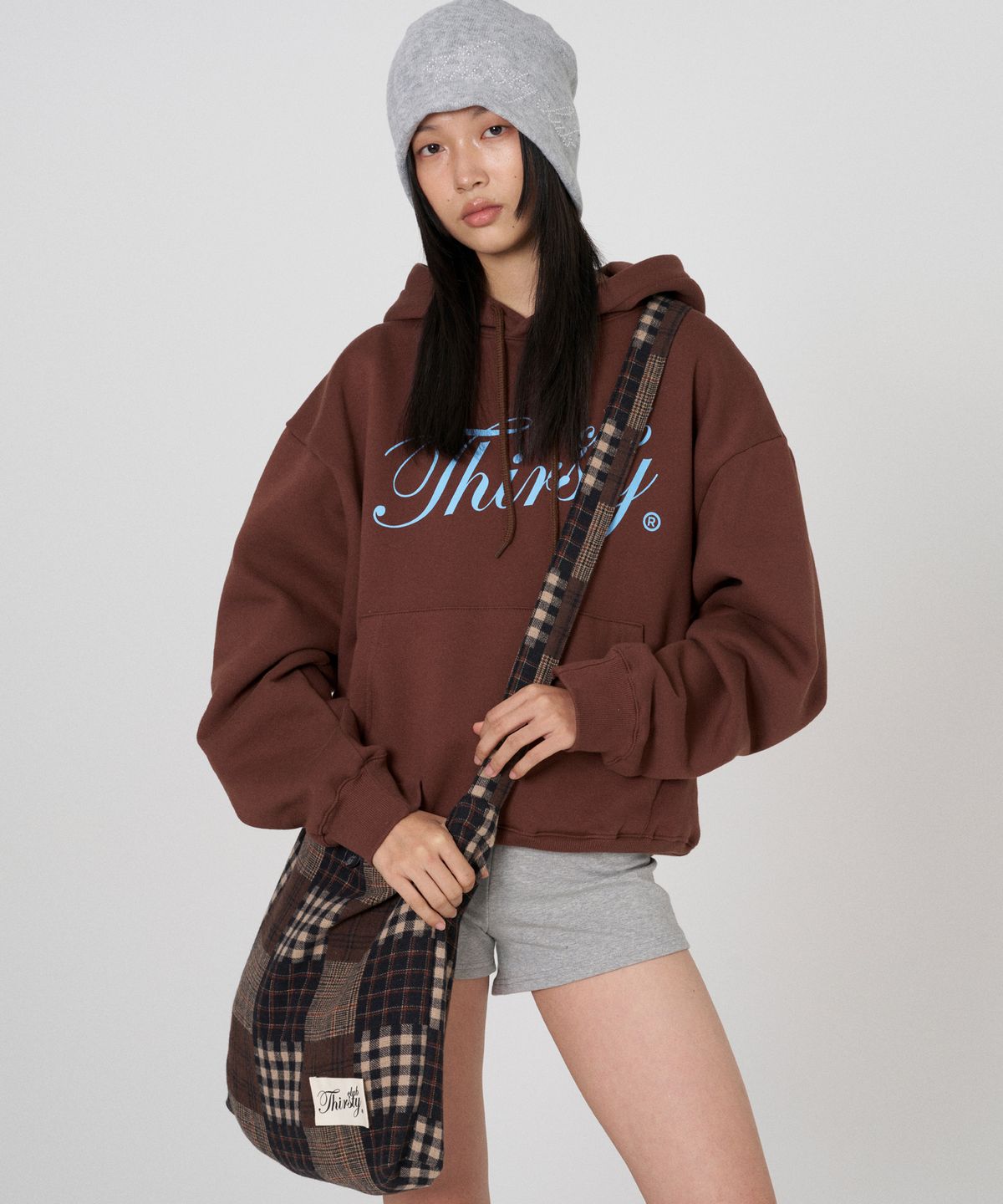 떨스티클럽(THIRSTYCLUB) Big logo hoody - Blue (기모안감)