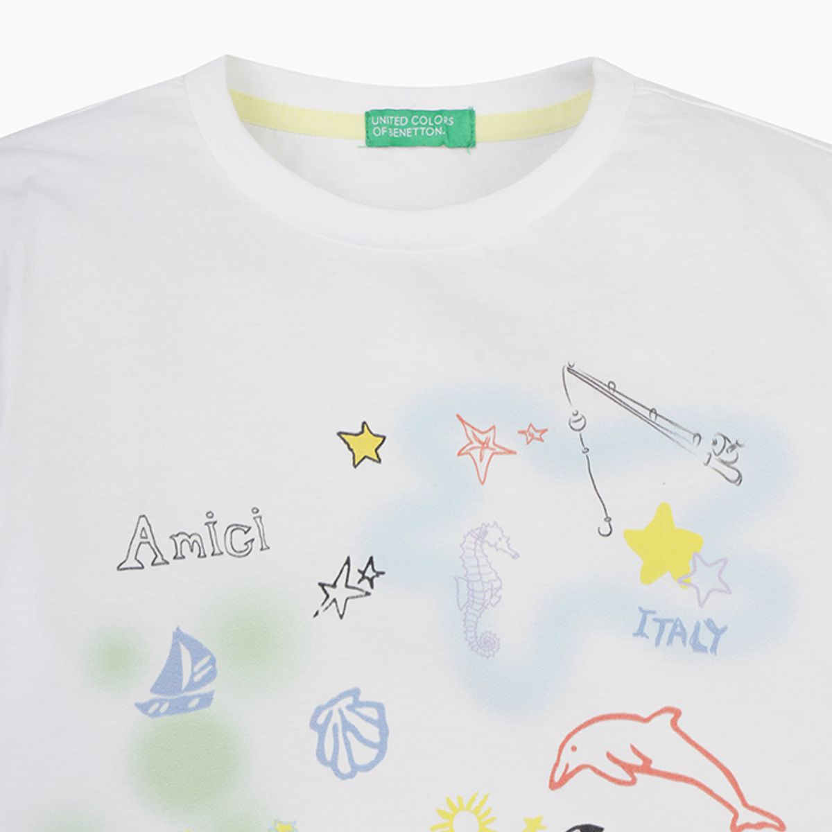 베네통키즈(BENETTONKIDS) 오션 그래픽 티셔츠_QATS14531WH
