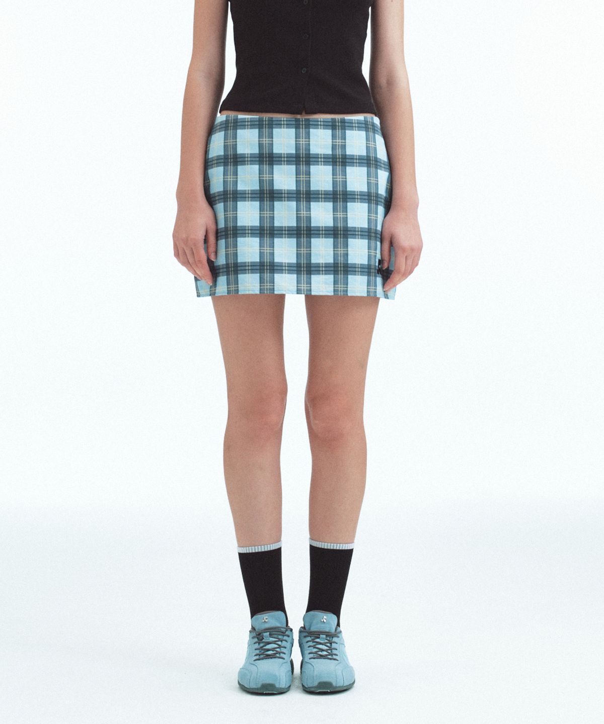 레스트앤레크레이션(REST&RECREATION) RR CHECK MINI SKIRT - SKY BLUE