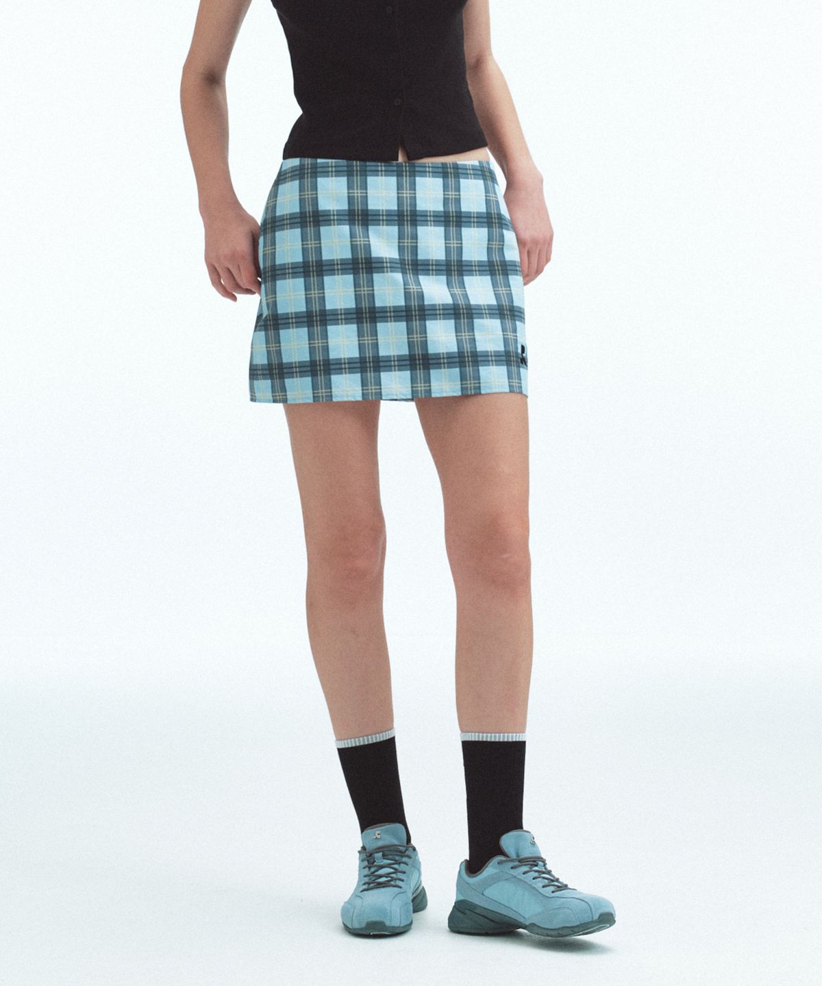 레스트앤레크레이션(REST&RECREATION) RR CHECK MINI SKIRT - SKY BLUE