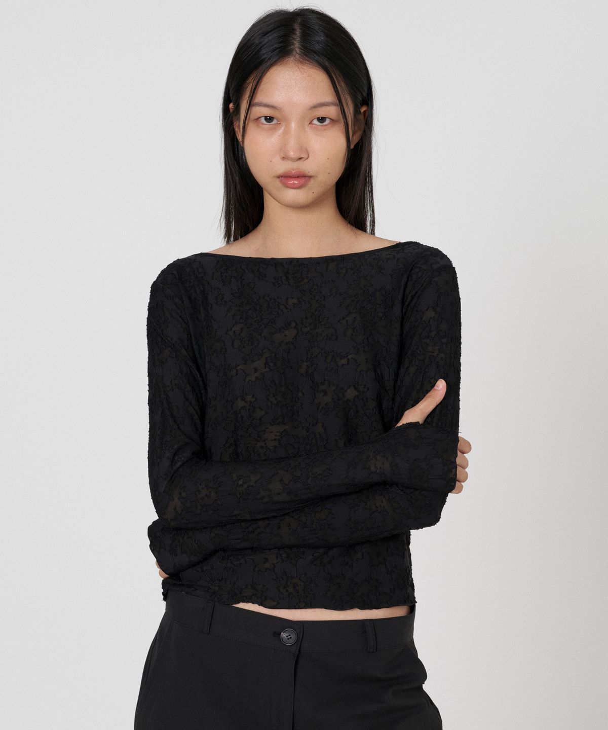 떨스티클럽(THIRSTYCLUB) Cloudy see through t - Black