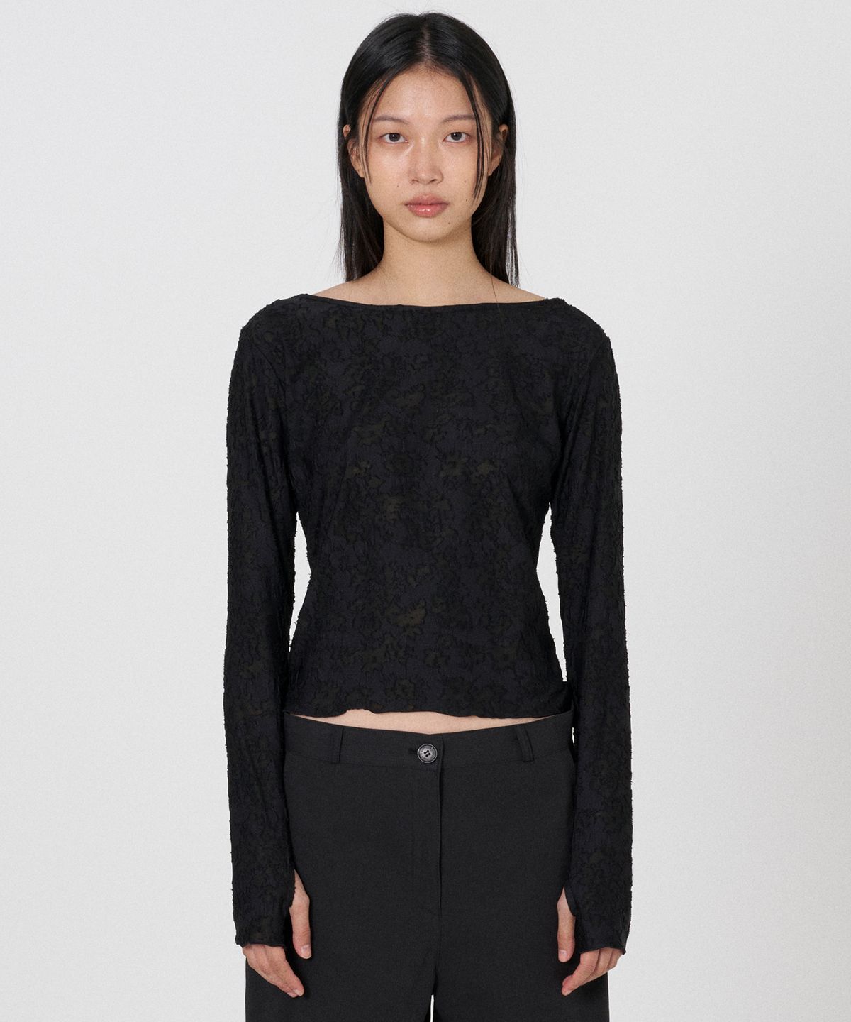 떨스티클럽(THIRSTYCLUB) Cloudy see through t - Black