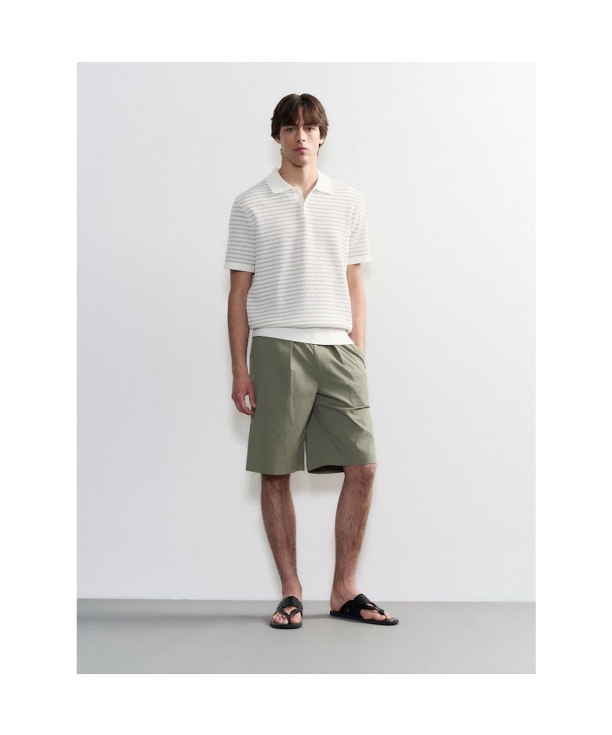 GLXY (갤럭시 라이프스타일)(GLXY (GALAXY LIFESTYLE)) GLXY [갤럭시라이프스타일][三無衣服] 면 나일론 스트레치 퍼티그 쇼츠  카키