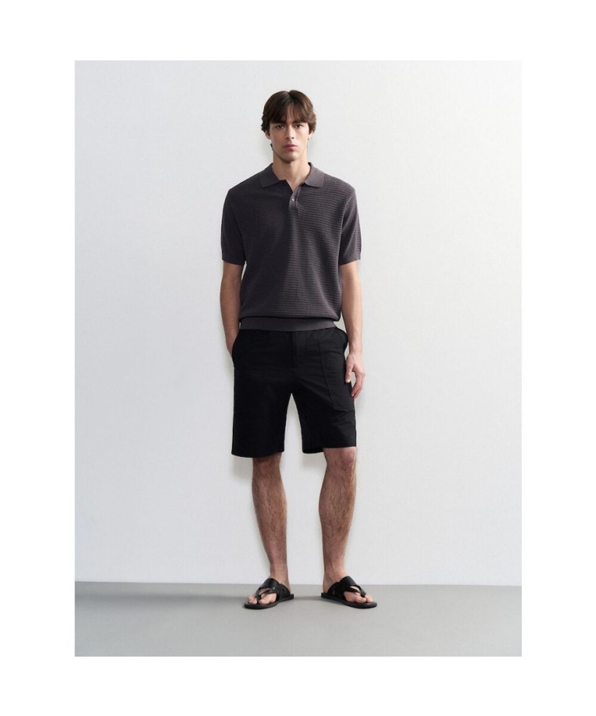 GLXY (갤럭시 라이프스타일)(GLXY (GALAXY LIFESTYLE)) GLXY [갤럭시라이프스타일][三無衣服] 마이크로도트 아웃포켓 화섬 쇼츠  블랙
