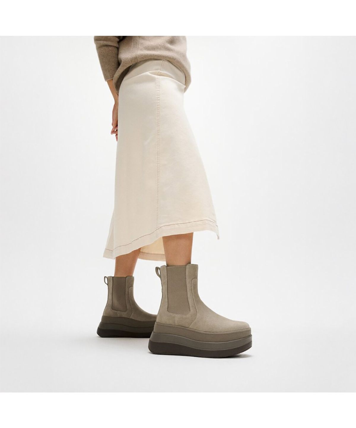 핏플랍(FITFLOP) [F-모드] 여성 스택 스웨이드 첼시부츠 - 토프 (FT59K2B083)