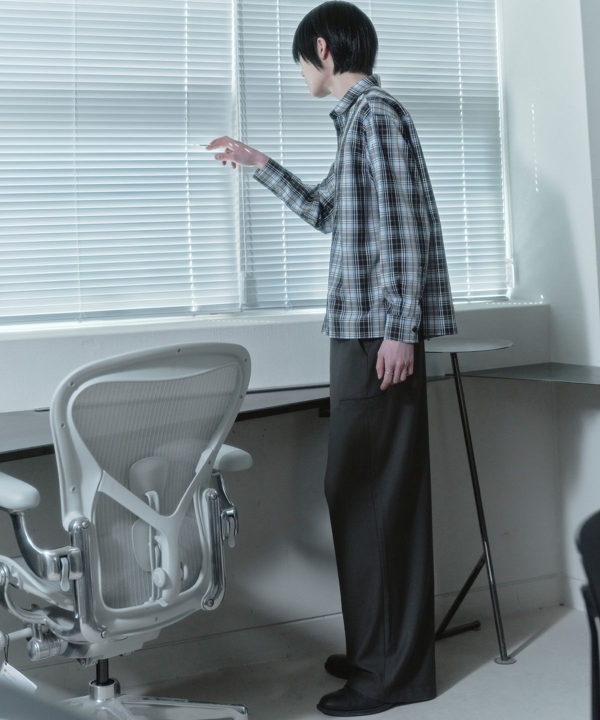 키류(KIRYU) SKY BLUE TARTAN CHECK SHIRT