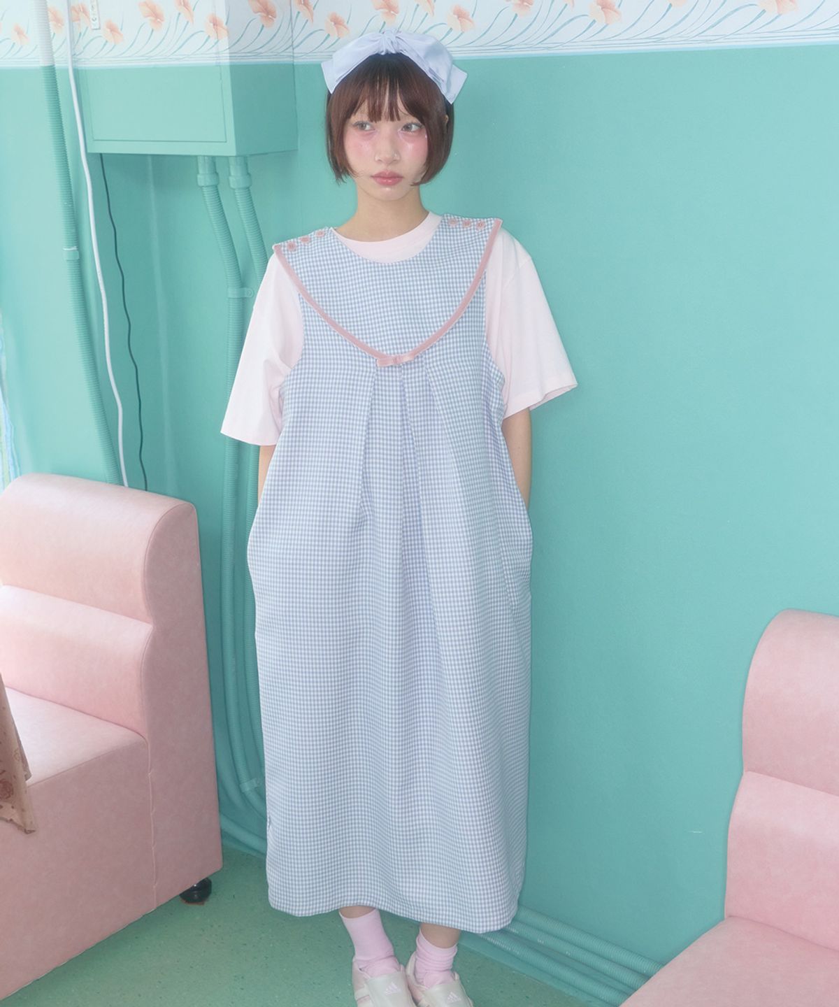 샤키리(SHAKIRI) 엔젤 리본 칼라 드레스 (블루)