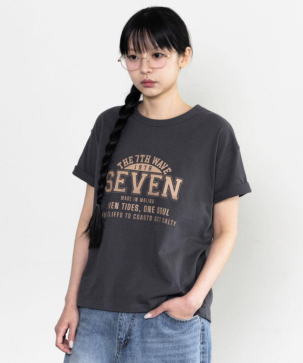 앨빈클로(ALVINCLO) SEVEN 크롭핏 반팔티셔츠 AST3513 (3COLOR)