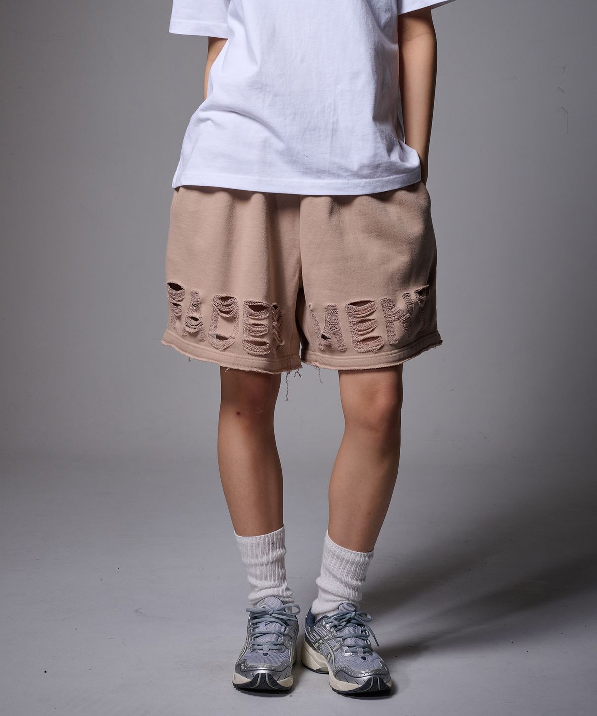 페이더먼트(FADERMENT) 스크래치 페이더 로고  데미지 쇼츠(Grey)
