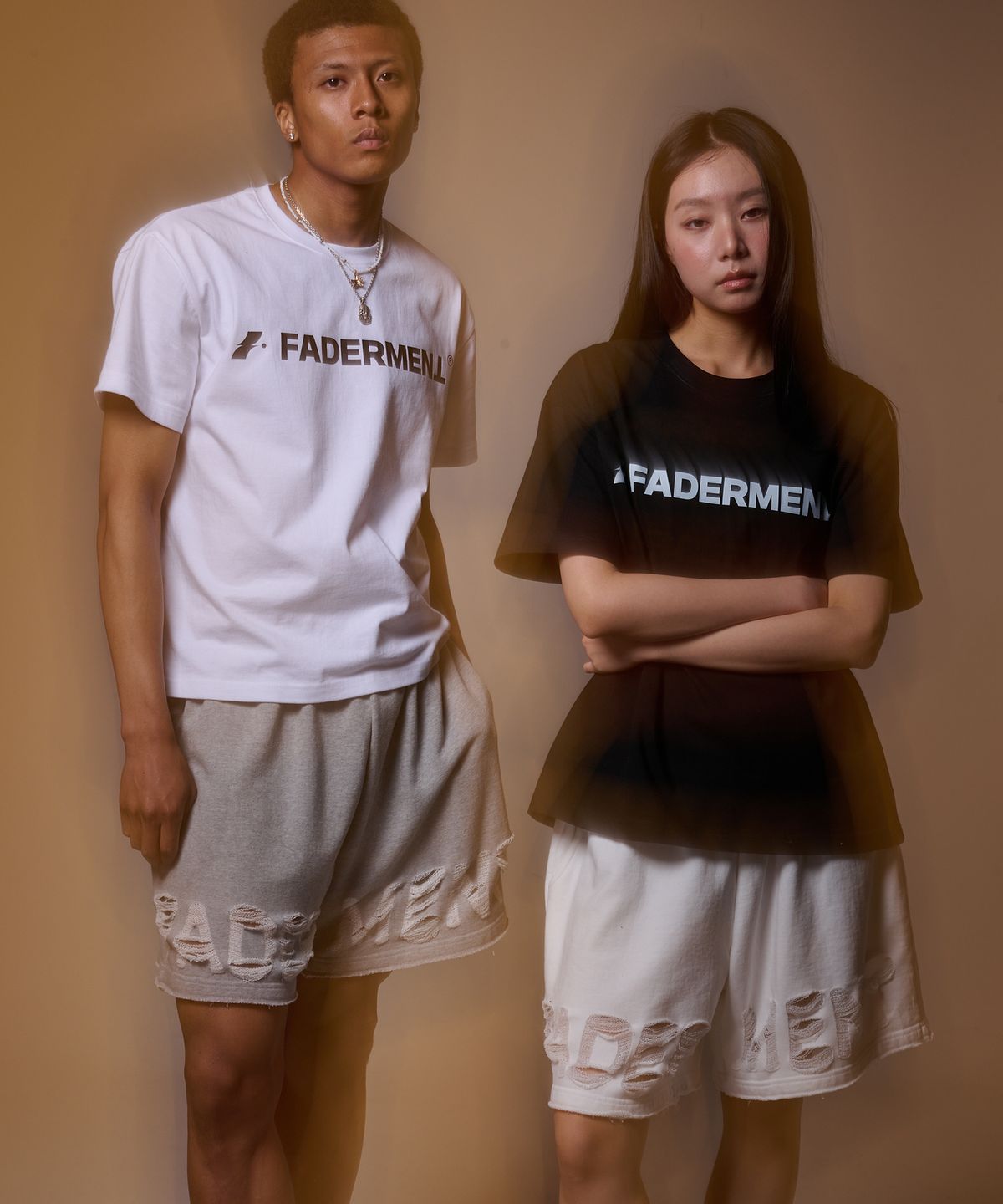 페이더먼트(FADERMENT) 스크래치 페이더 로고  데미지 쇼츠(Grey)