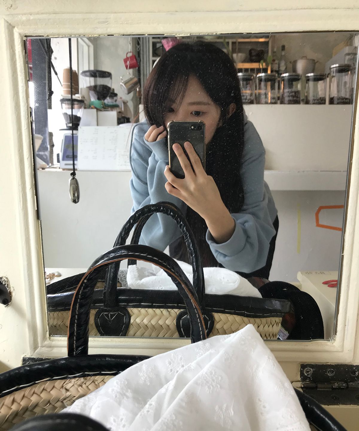 스트라이프마가린(STMG) 마가린 아플리케 루즈 투웨이 지퍼 후드집업 블루