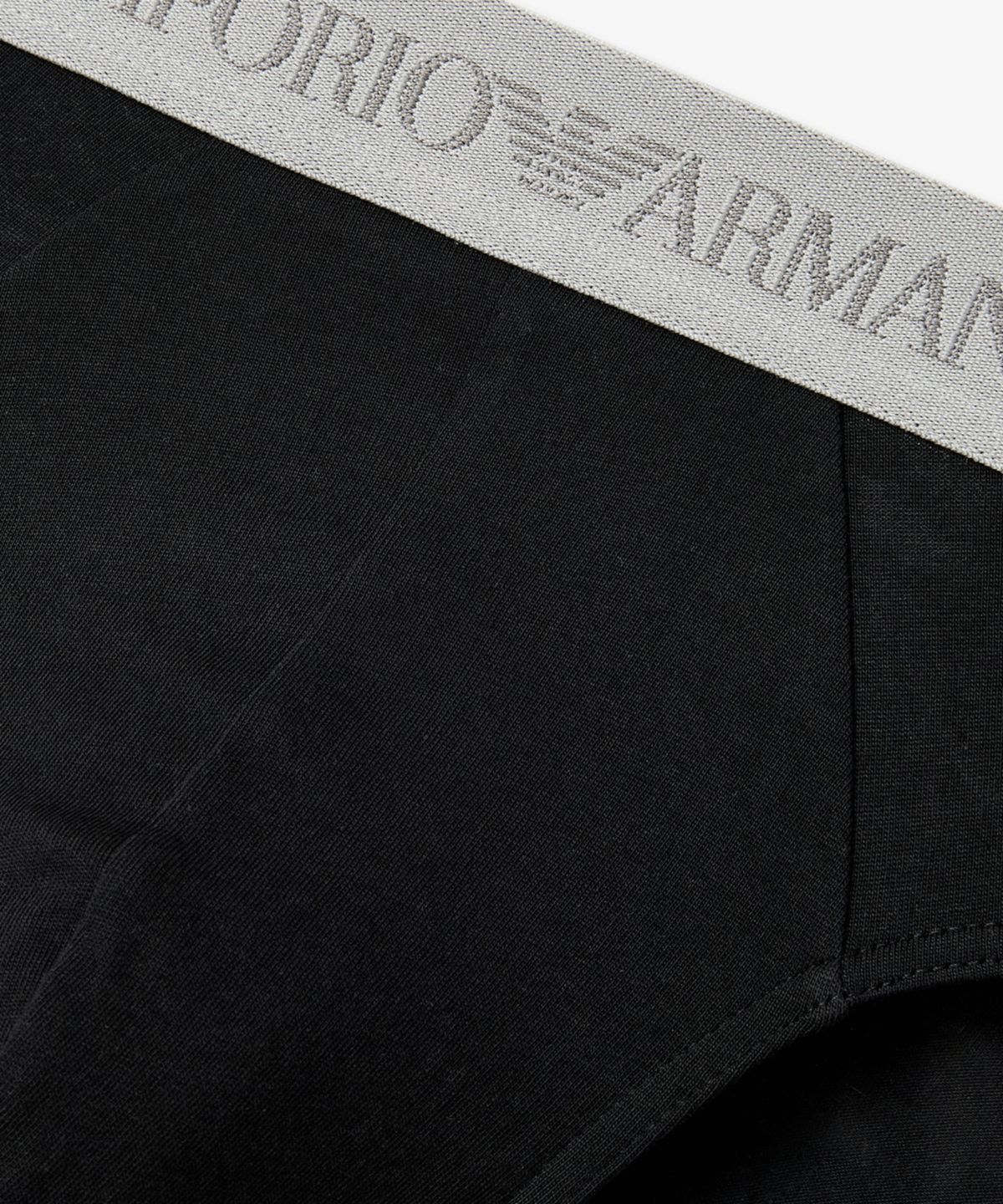 엠포리오 아르마니 언더웨어(EMPORIO ARMANI UNDERWEAR) 남성 자카드 로고 배색 밴딩 브리프_블랙 08M6111308