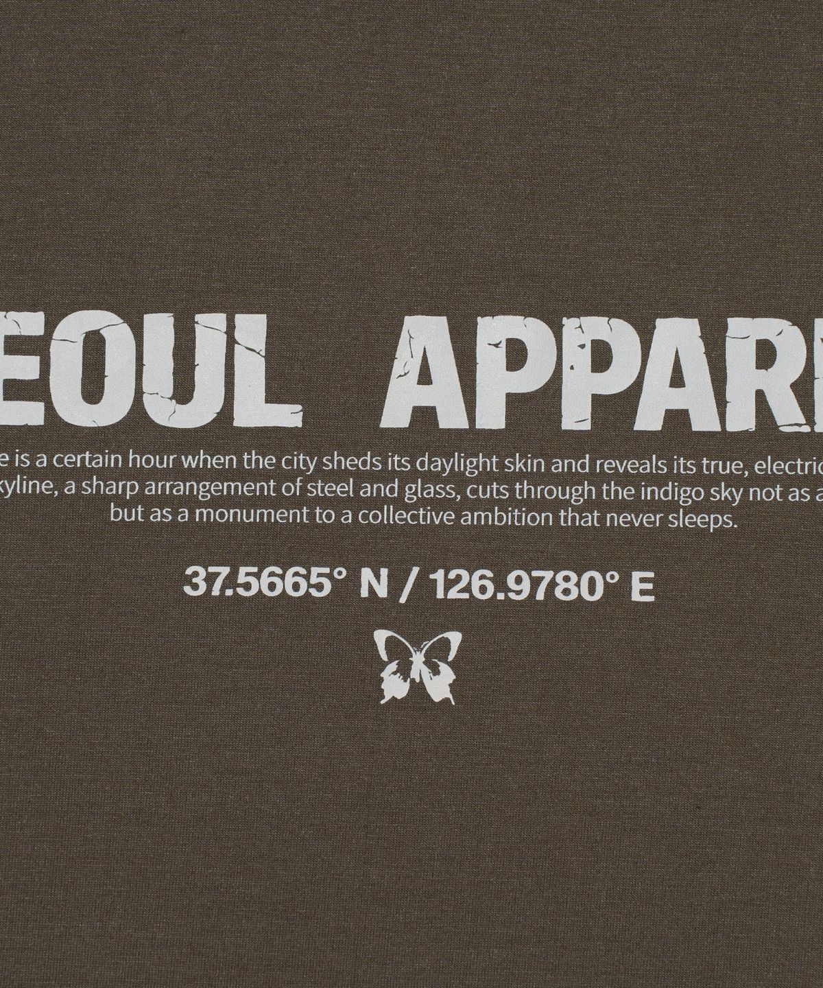 서울어패럴(SEOUL APPAREL) 볼드 레터링 로고 반팔 티셔츠 (카키)