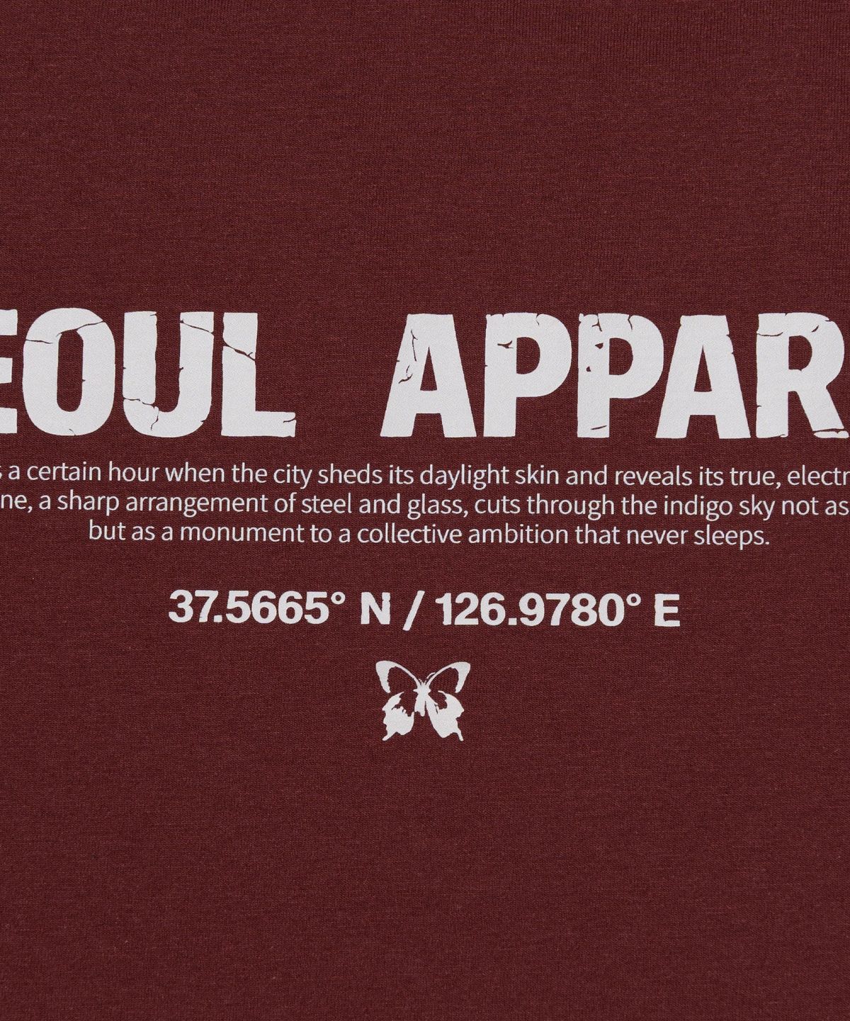 서울어패럴(SEOUL APPAREL) 볼드 레터링 로고 반팔 티셔츠 (와인)