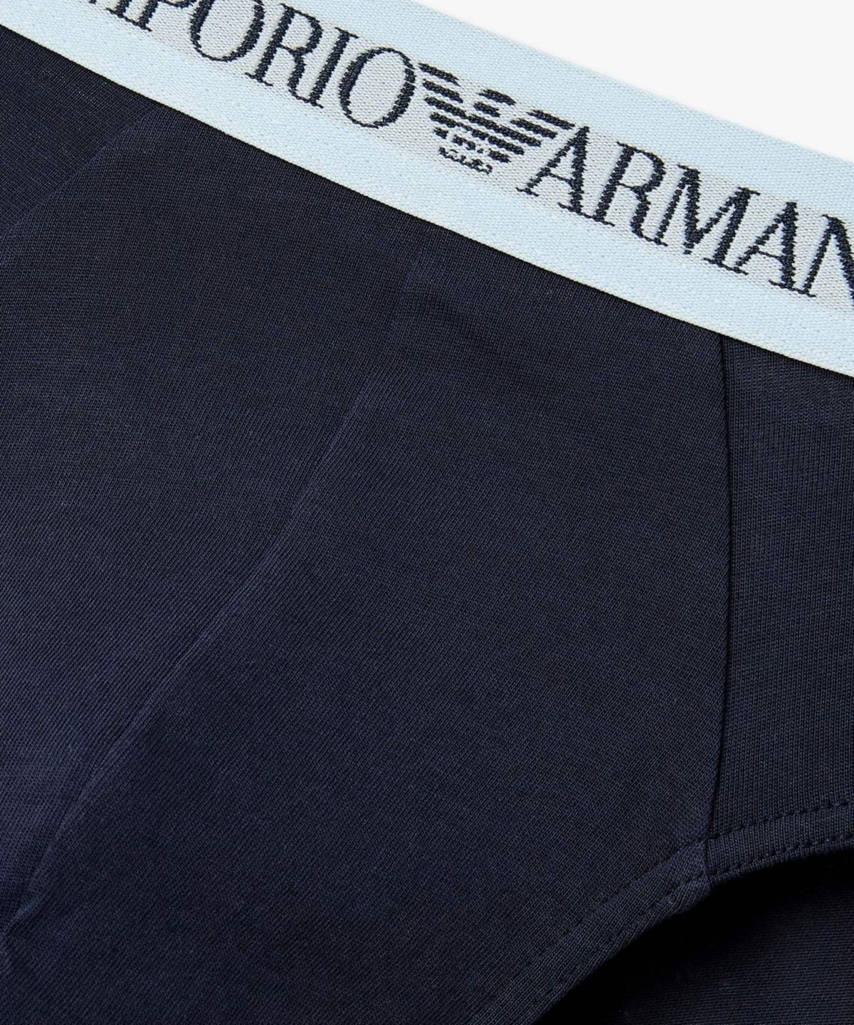 엠포리오 아르마니 언더웨어(EMPORIO ARMANI UNDERWEAR) 남성 자카드 로고 배색 밴딩 브리프_네이비 08M6111305