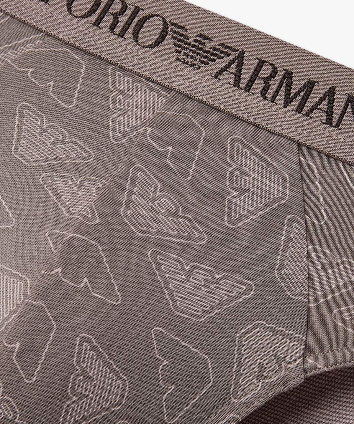 엠포리오 아르마니 언더웨어(EMPORIO ARMANI UNDERWEAR) 남성 아웃라인 로고 패턴 브리프_초코 08M6111303
