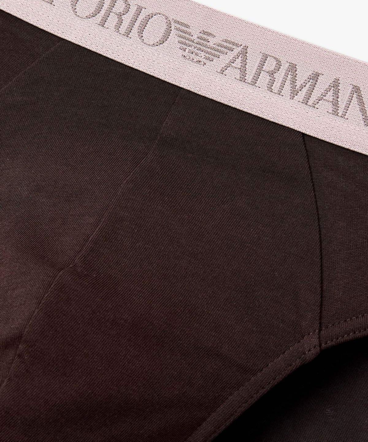 엠포리오 아르마니 언더웨어(EMPORIO ARMANI UNDERWEAR) 남성 자카드 로고 배색 밴딩 브리프_브라운 08M6111302