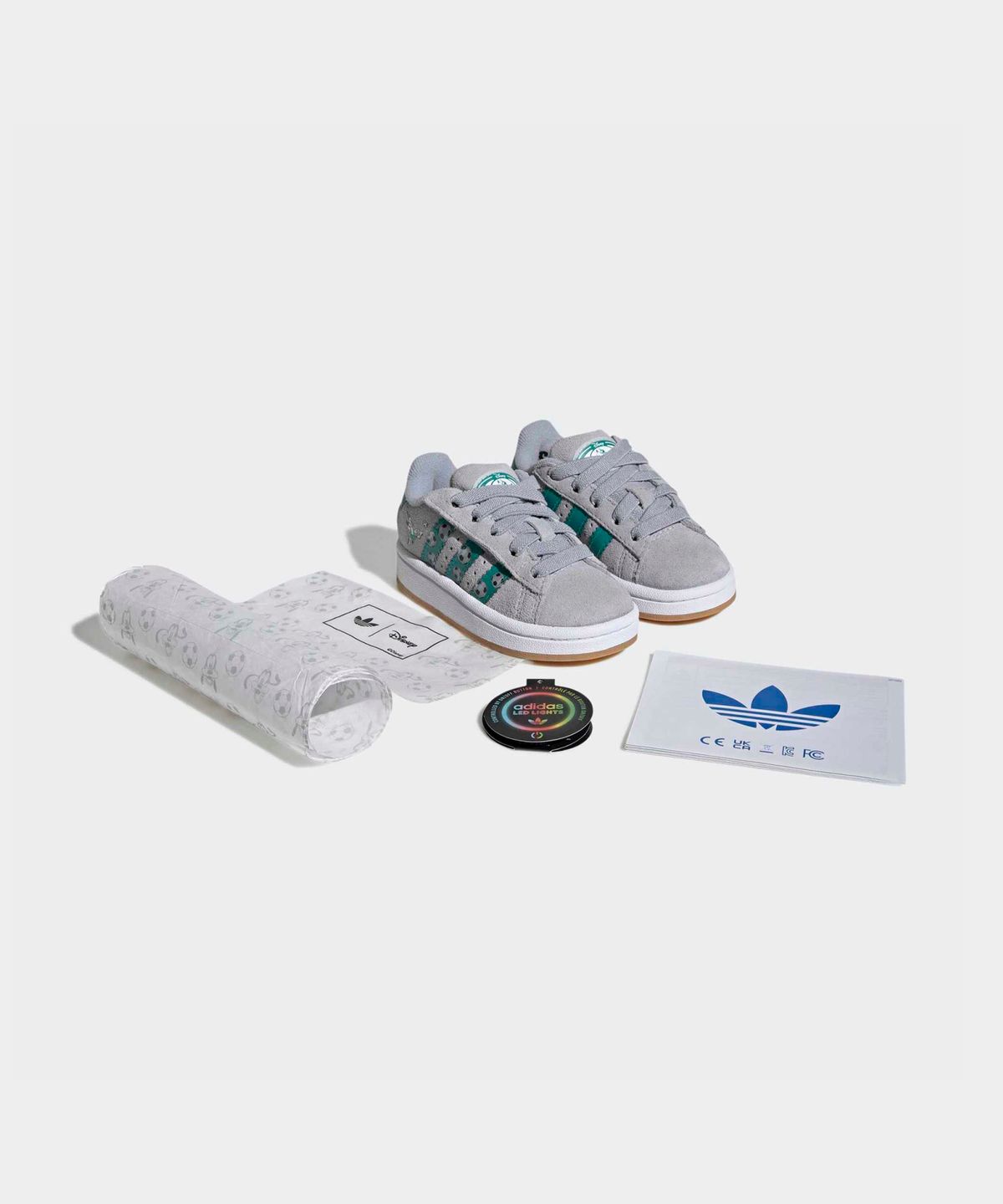 아디다스 키즈(ADIDAS KIDS) 아디다스 X 디즈니 캠퍼스 00s LED 라이트 컴포트 클로저 엘라스틱 레이스 인펀트 - 할로실버 / IH6399