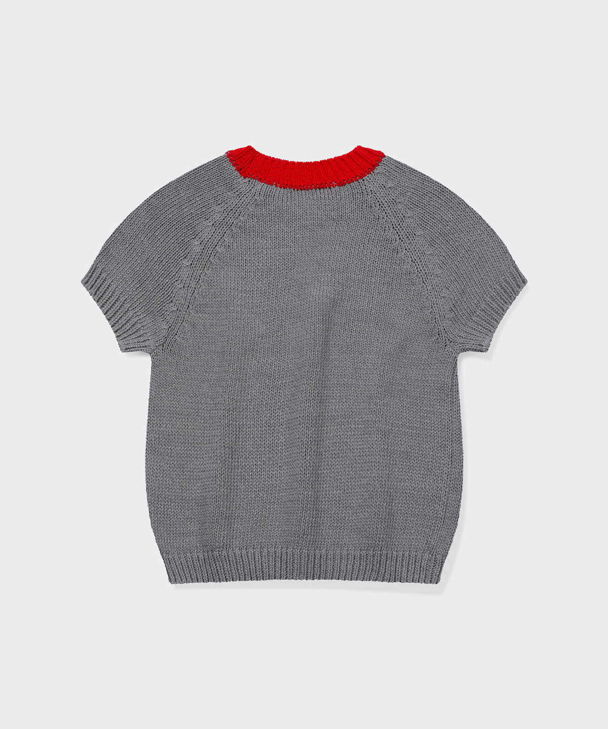 글런든(GRUNDEN) PLUMP SHORT-SLEEVE KNIT SWEATER (CHARCOAL-RED)