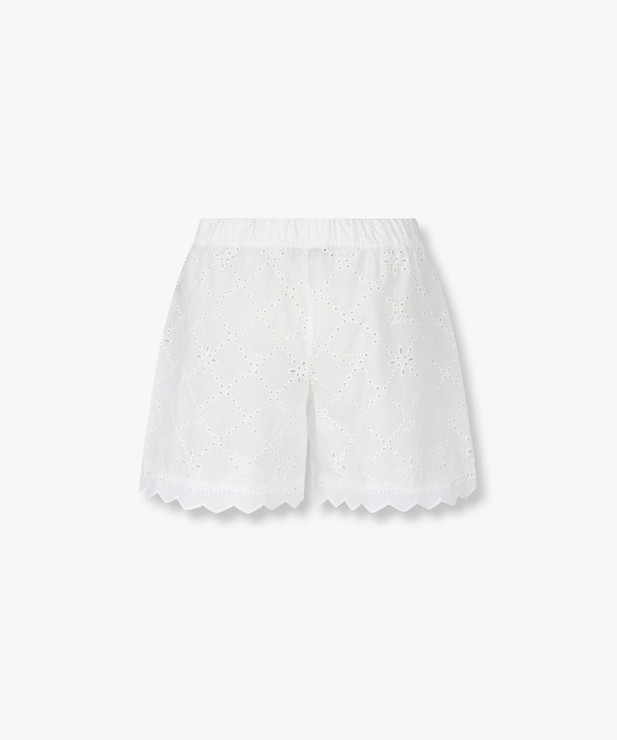엠포리오 아르마니 언더웨어(EMPORIO ARMANI UNDERWEAR) 여성 아일렛 레이스 라운지 쇼츠_화이트 0826131505