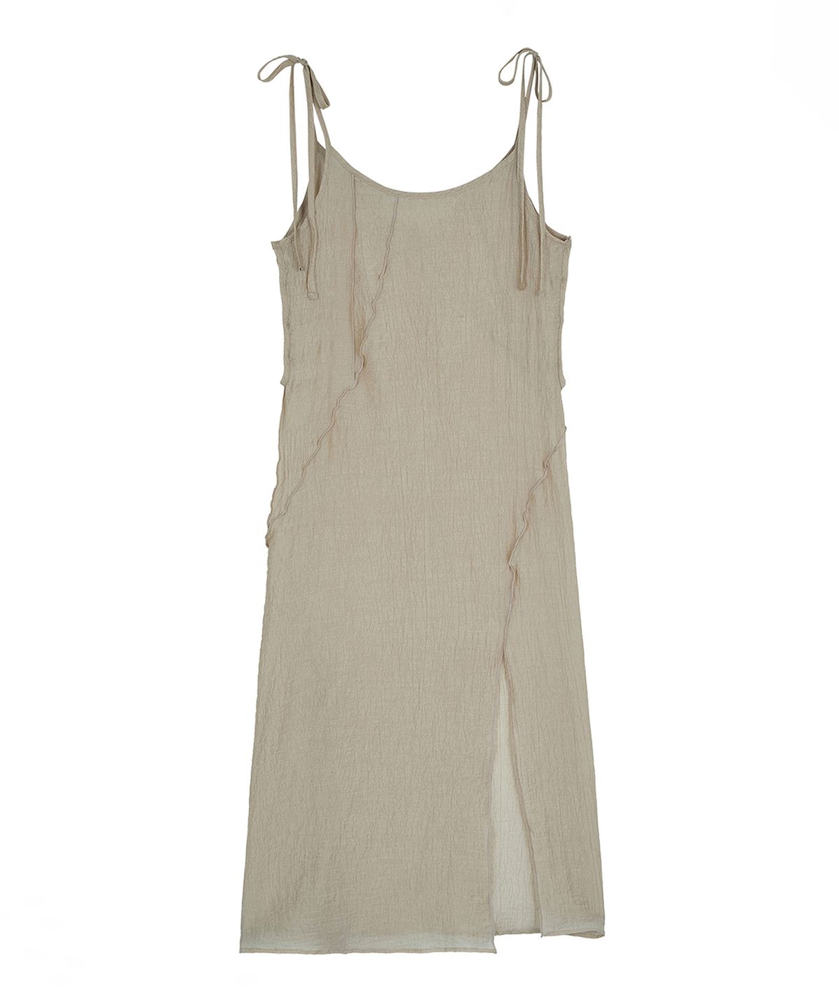 포르테나(PORTERNA) STRAP SLIT DRESS-BEIGE