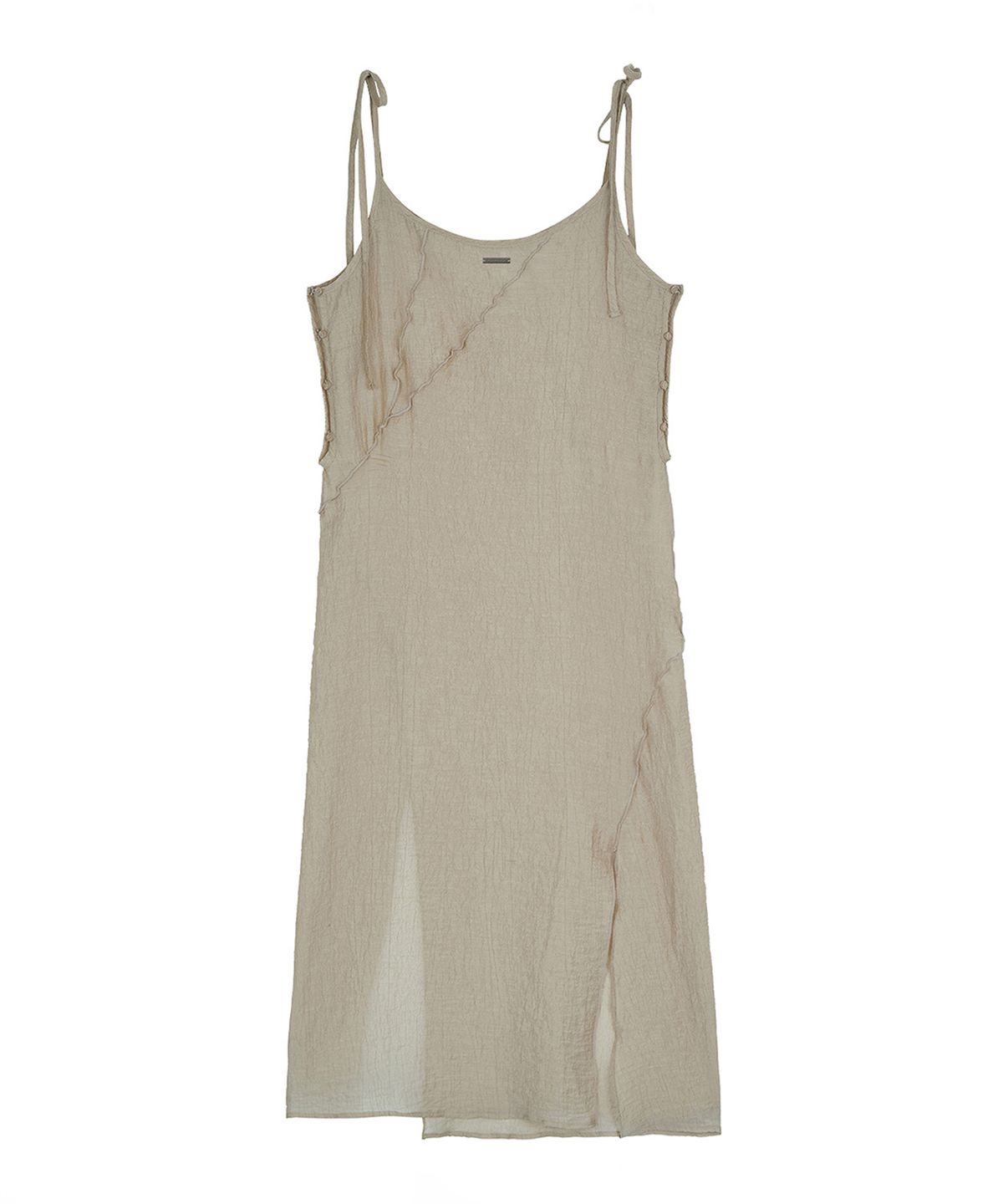 포르테나(PORTERNA) STRAP SLIT DRESS-BEIGE