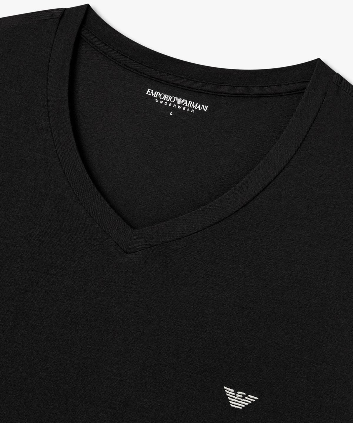 엠포리오 아르마니 언더웨어(EMPORIO ARMANI UNDERWEAR) 남성 브이넥 레이온 라운지 티셔츠_블랙 0816135006