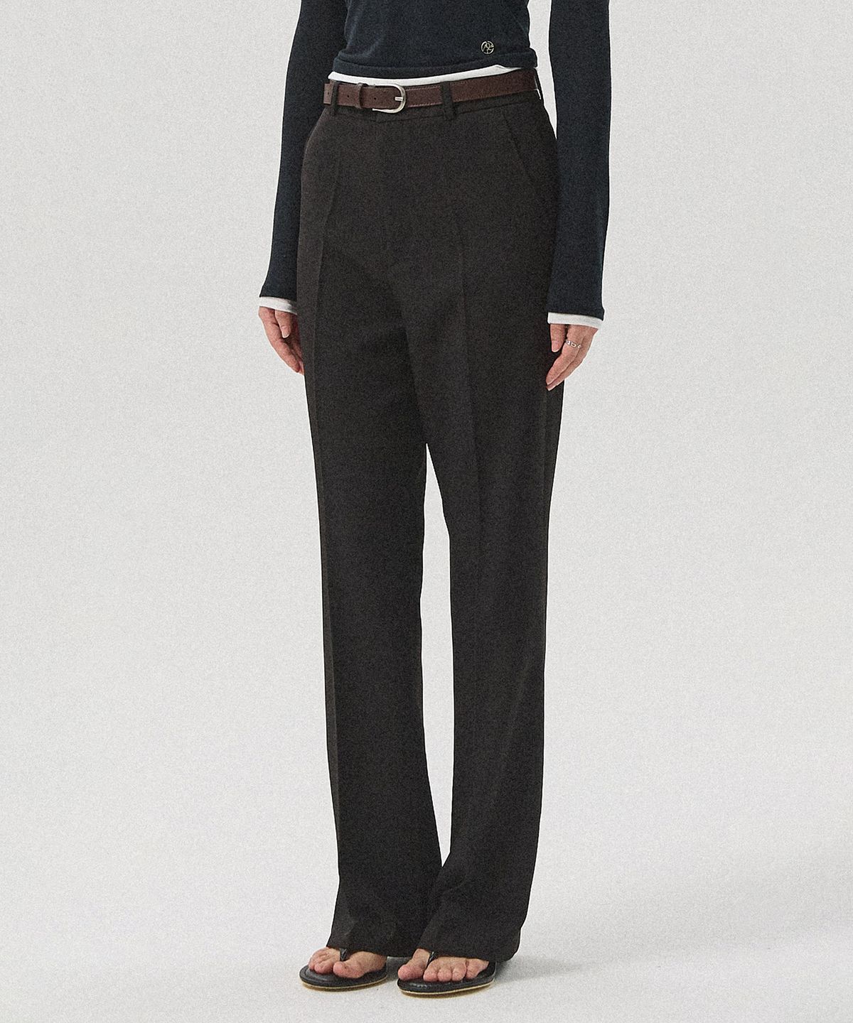 아흐레(AHRE) Urbane Semi Bootcut Slacks_BLACK