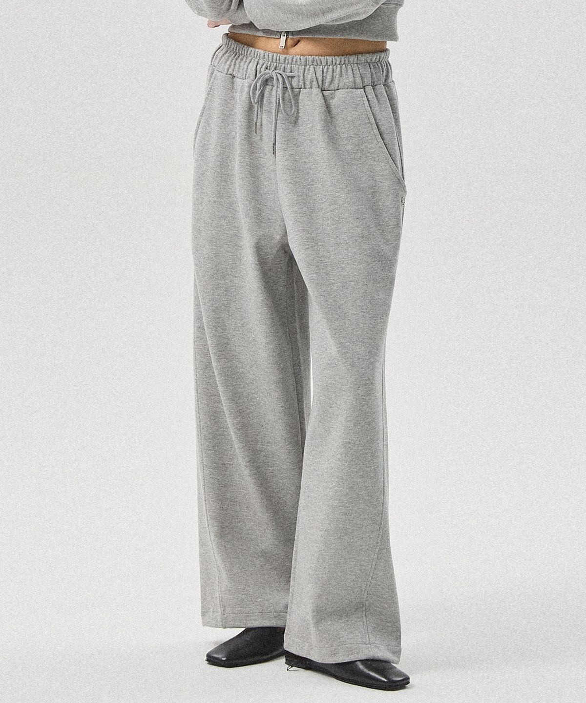 아흐레(AHRE) Aro Oversized Wide Drawstring Sweatpants_MELANGE