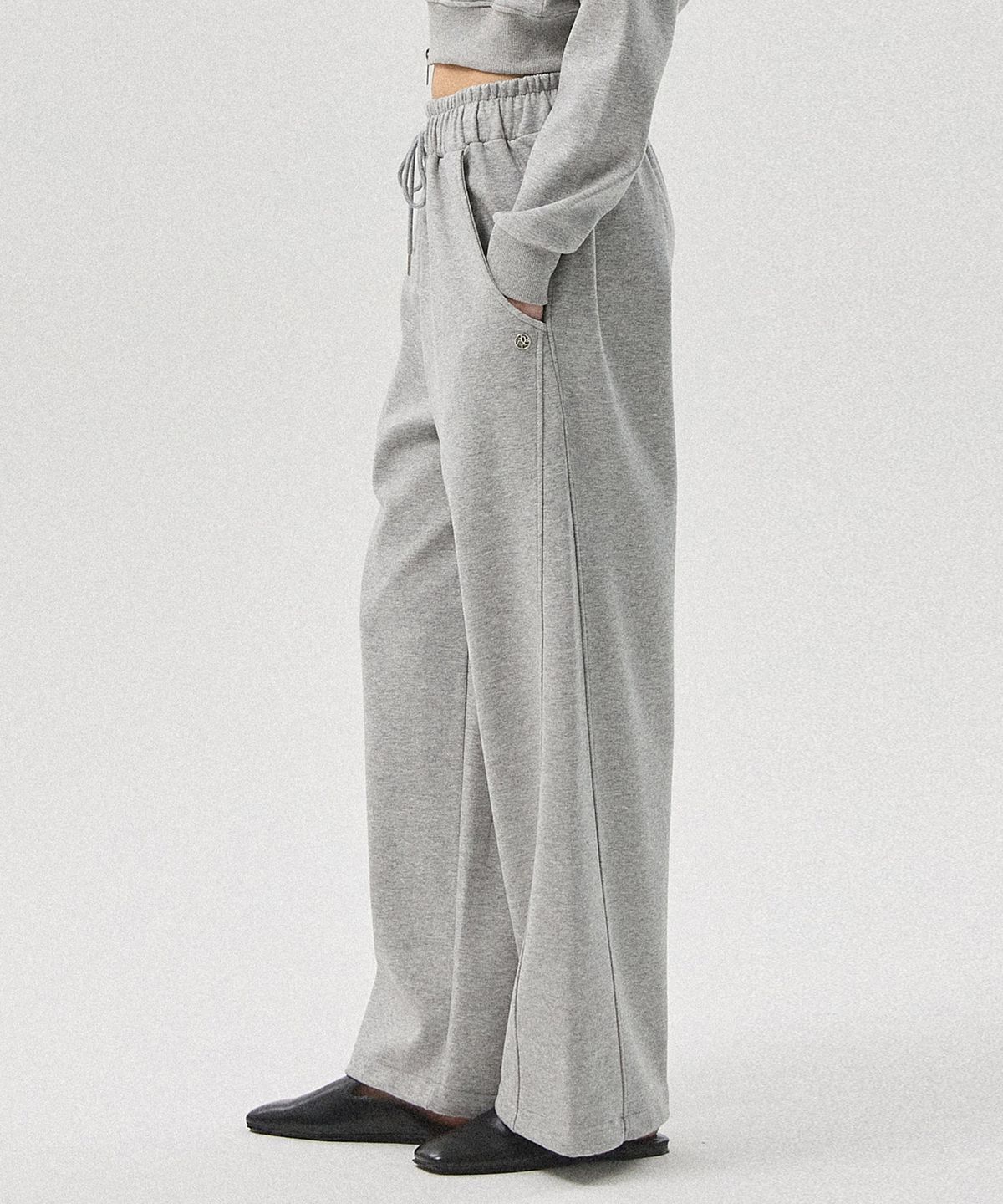 아흐레(AHRE) Aro Oversized Wide Drawstring Sweatpants_MELANGE