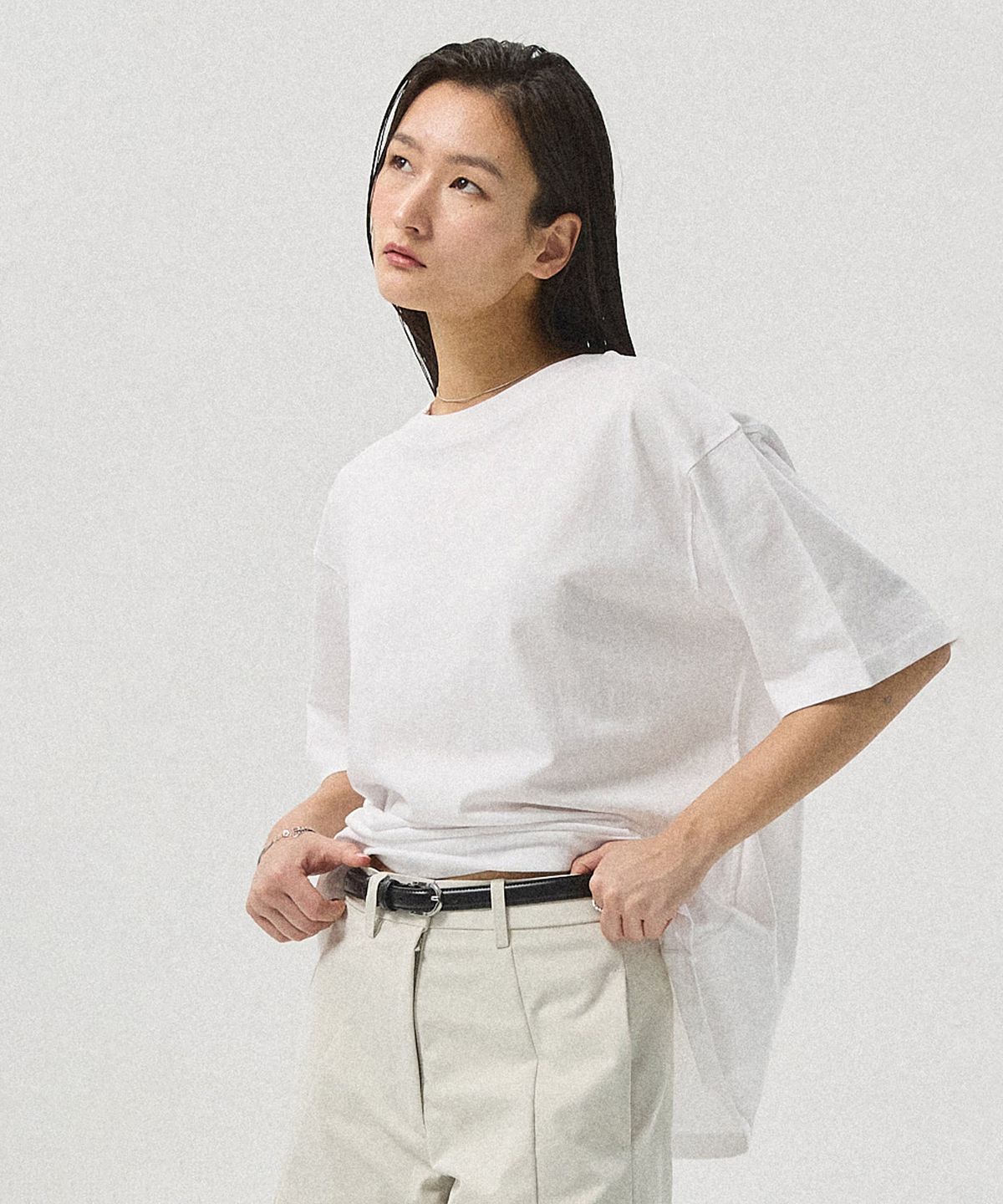 아흐레(AHRE) Airo Soft Cotton Oversized Drop-Shoulder T-Shirt_WHITE