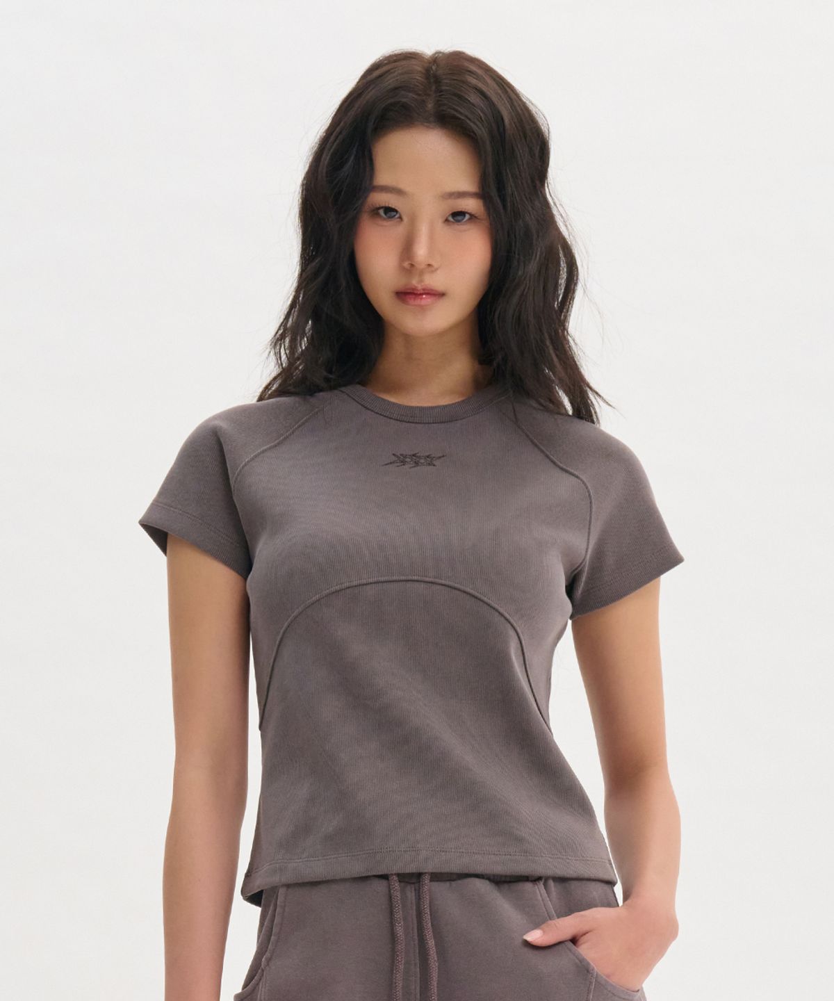 나인제트(NINEZ) 피그먼트 리브드 래글런 반팔 티셔츠 (2color)