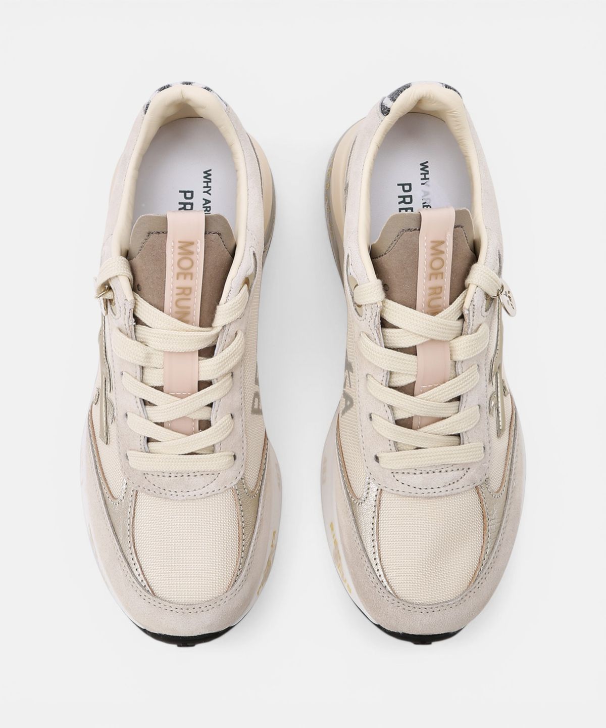 프리미아타(PREMIATA) [26SS][MOERUN-D] 베이지 여성 로고패치 소가죽 스니커즈