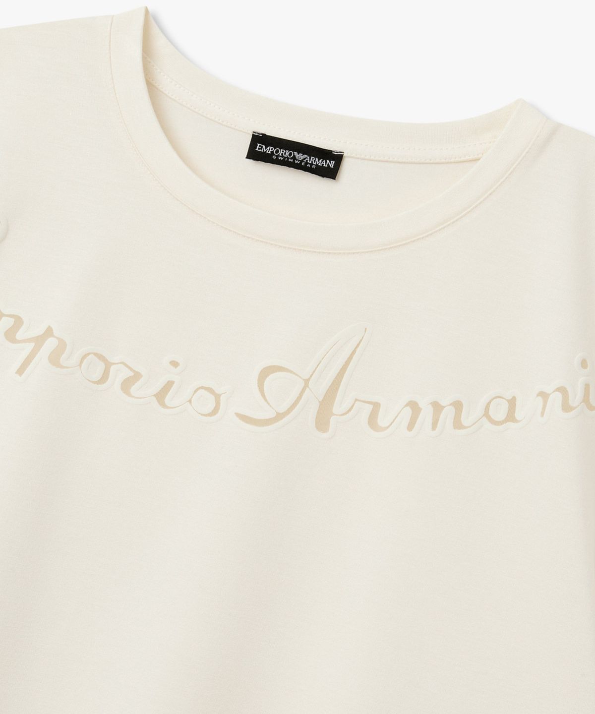 엠포리오 아르마니 언더웨어(EMPORIO ARMANI UNDERWEAR) 여성 메쉬 로고 비치웨어 티셔츠_화이트 0826134550
