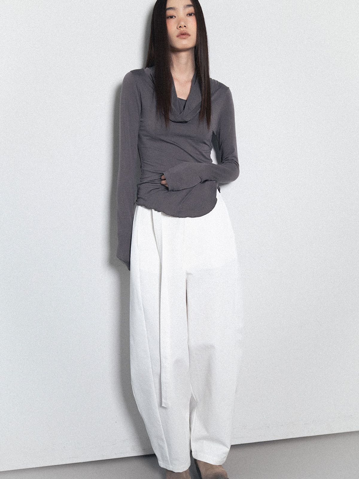 비수스(VISUS) Cotton Belted Pants_White