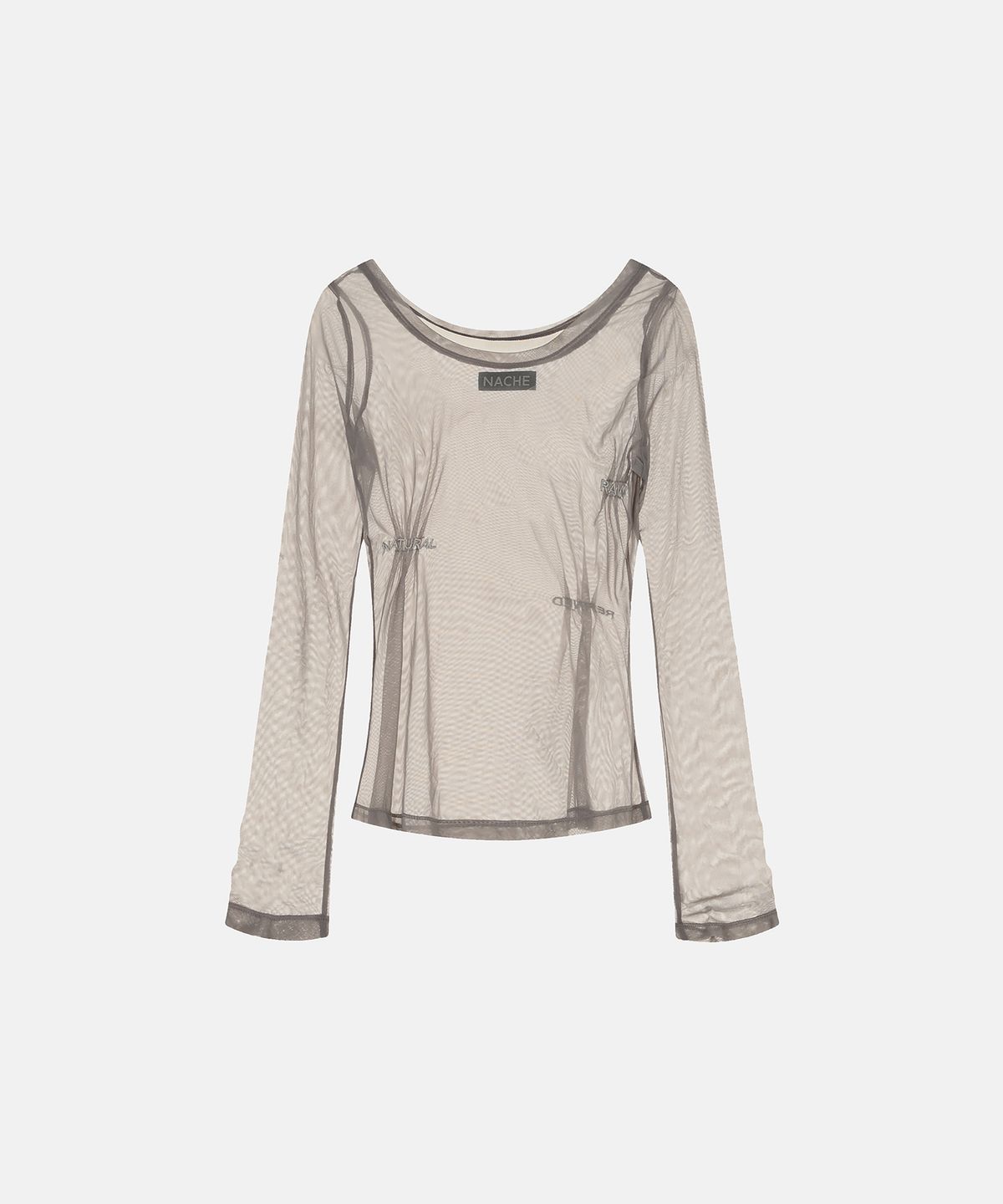나체(NACHE) MESH PINCHED LONG SLEEVE LIGHT GRAY