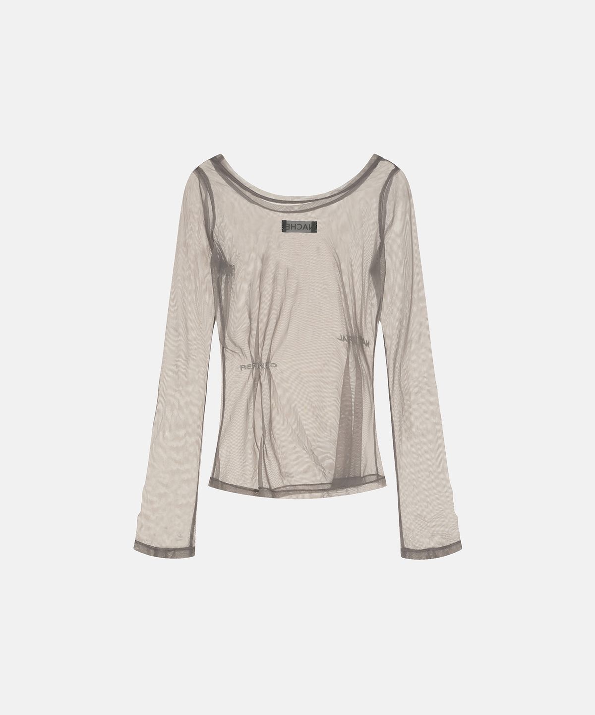 나체(NACHE) MESH PINCHED LONG SLEEVE LIGHT GRAY