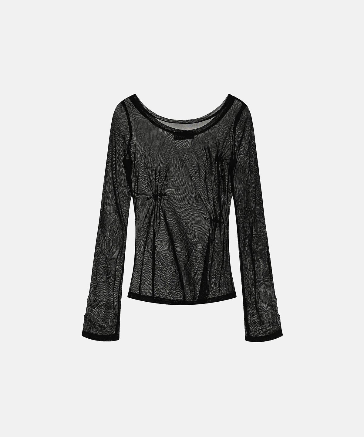나체(NACHE) MESH PINCHED LONG SLEEVE BLACK