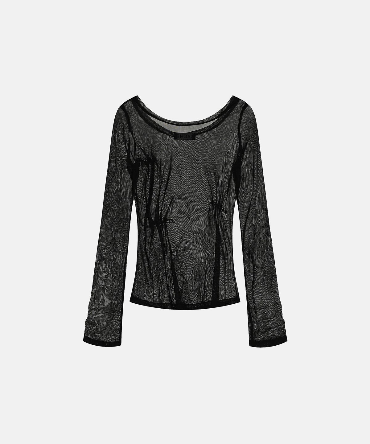 나체(NACHE) MESH PINCHED LONG SLEEVE BLACK