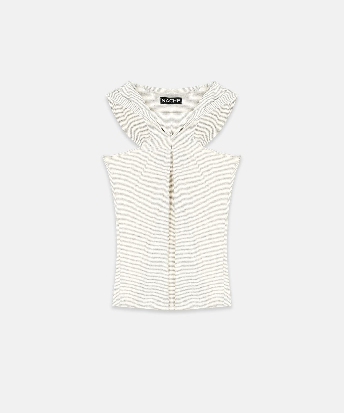 나체(NACHE) PINCHED HOODIE SLEEVELESS IVORY STRIPE