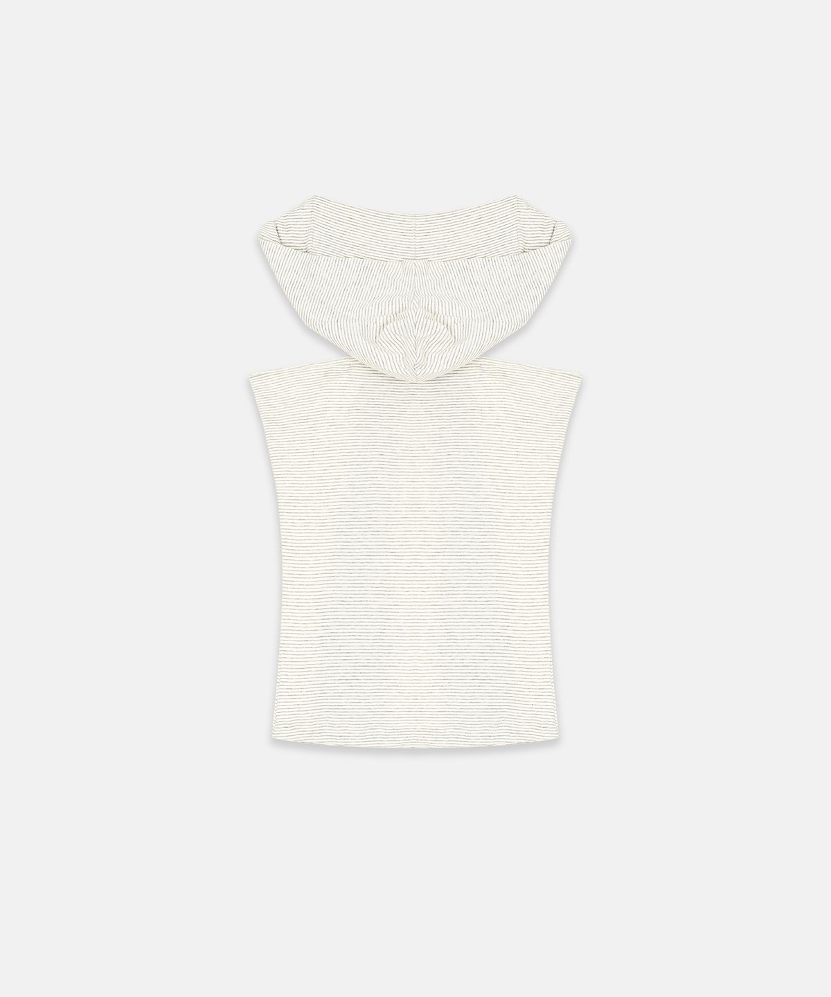 나체(NACHE) PINCHED HOODIE SLEEVELESS IVORY STRIPE
