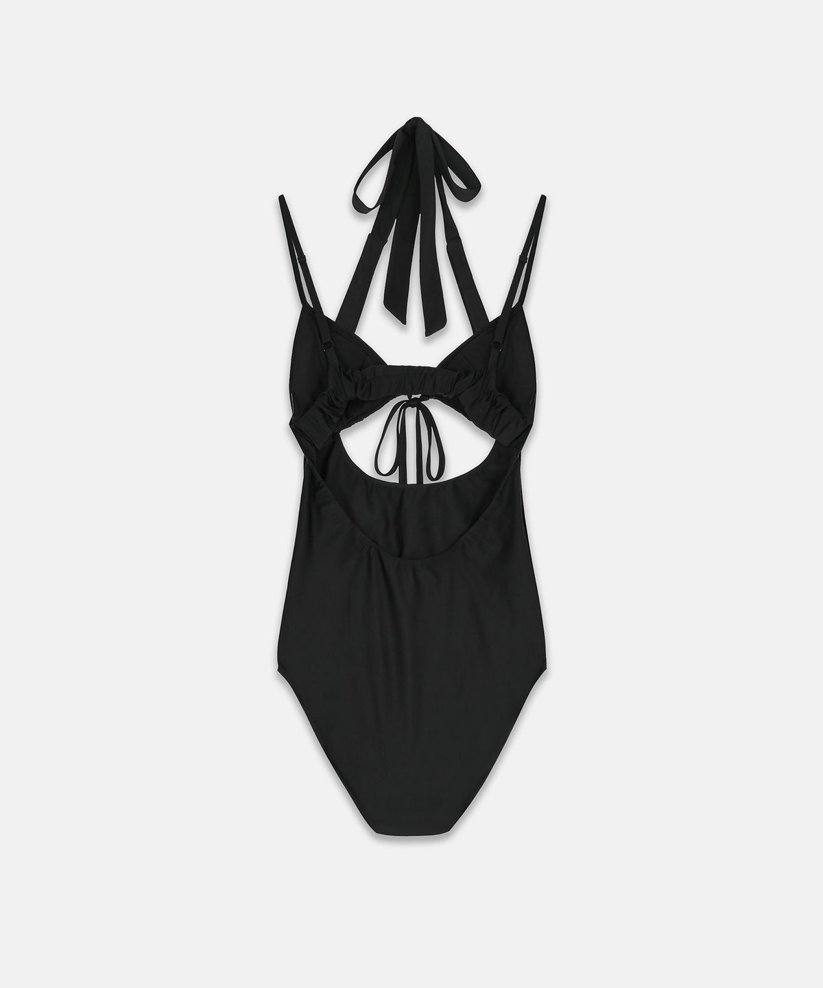 나체(NACHE) SHIRRING TOP LAYERED SWIMSUIT BLACK