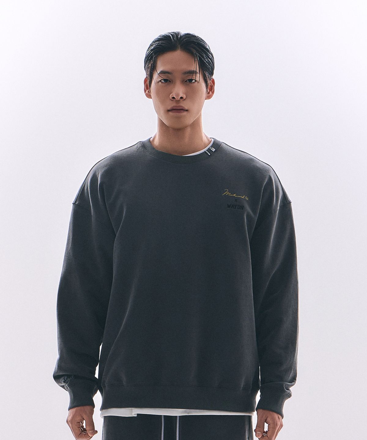 웨이든(WAYDN) [ALI] THE GREATEST 피그먼트 오버핏 맨투맨 차콜
