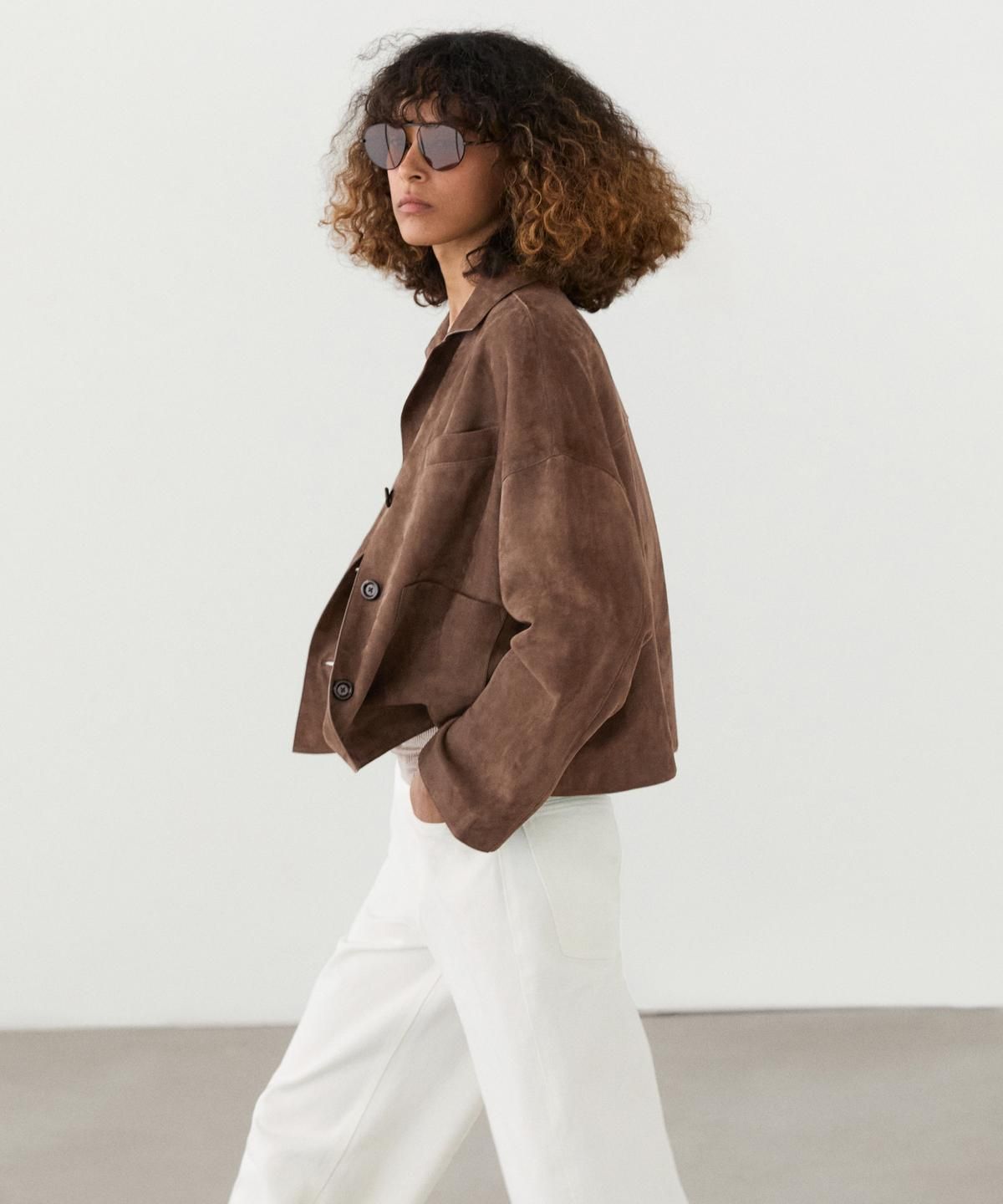 마시모두띠(MASSIMO DUTTI) 플루이드 스웨이드 가죽 재킷