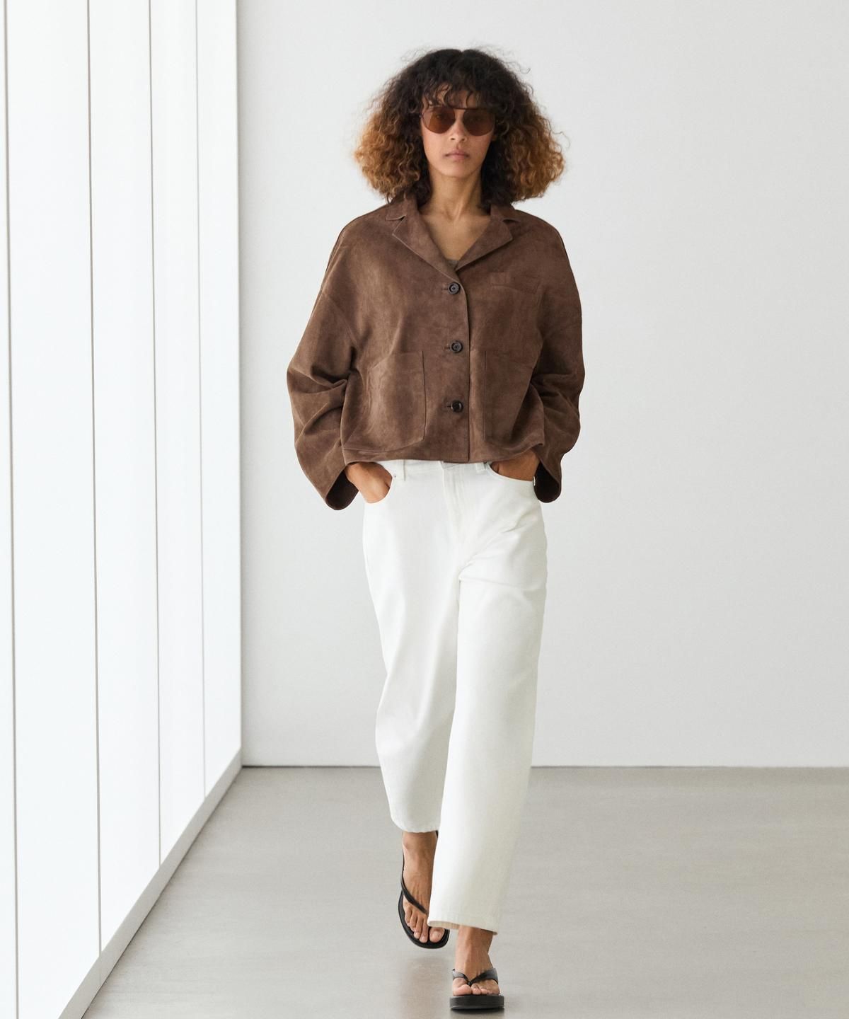 마시모두띠(MASSIMO DUTTI) 플루이드 스웨이드 가죽 재킷